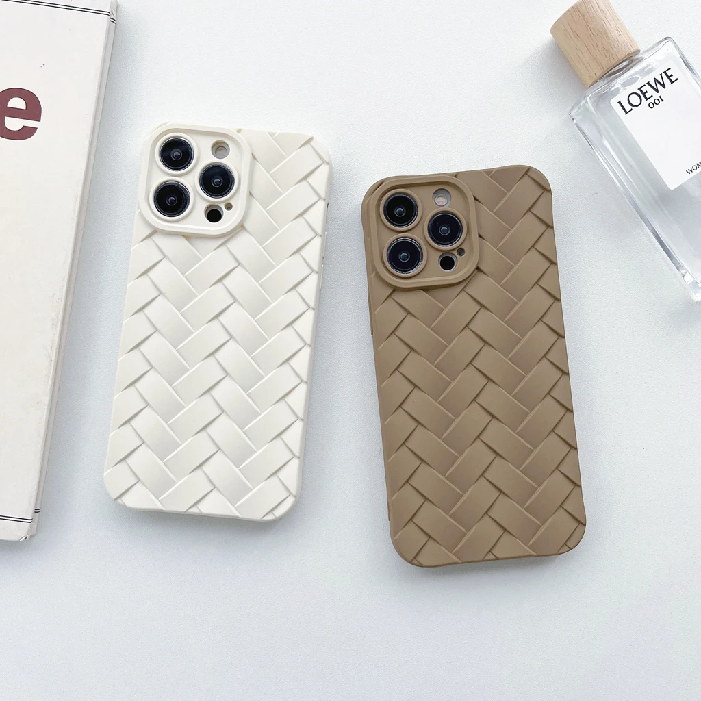 Funda suave de TPU con patrón tejido multicolor para iPhone 15, 14, 13, 12, 11 Pro Max, 14, 15 Plus, funda protectora a prueba de golpes para teléfono