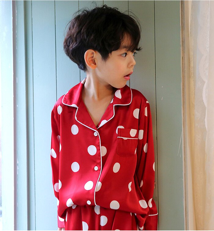 Girl's Boy's Long Sleeve Polka Dot Pajama Sets.Toddler Kids Unisex Red Dots Pyjamas Set Sleep Loungewear.Children’s Clothing