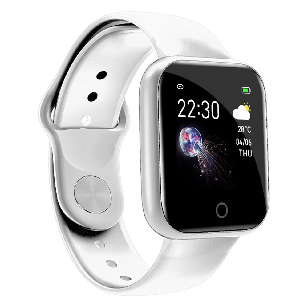 Pedometro I5 Smart Fitness IP67 impermeabile 1.3in schermo Sport Band cardiofrequenzimetro Monitor per dormire pedometri Fitness: White