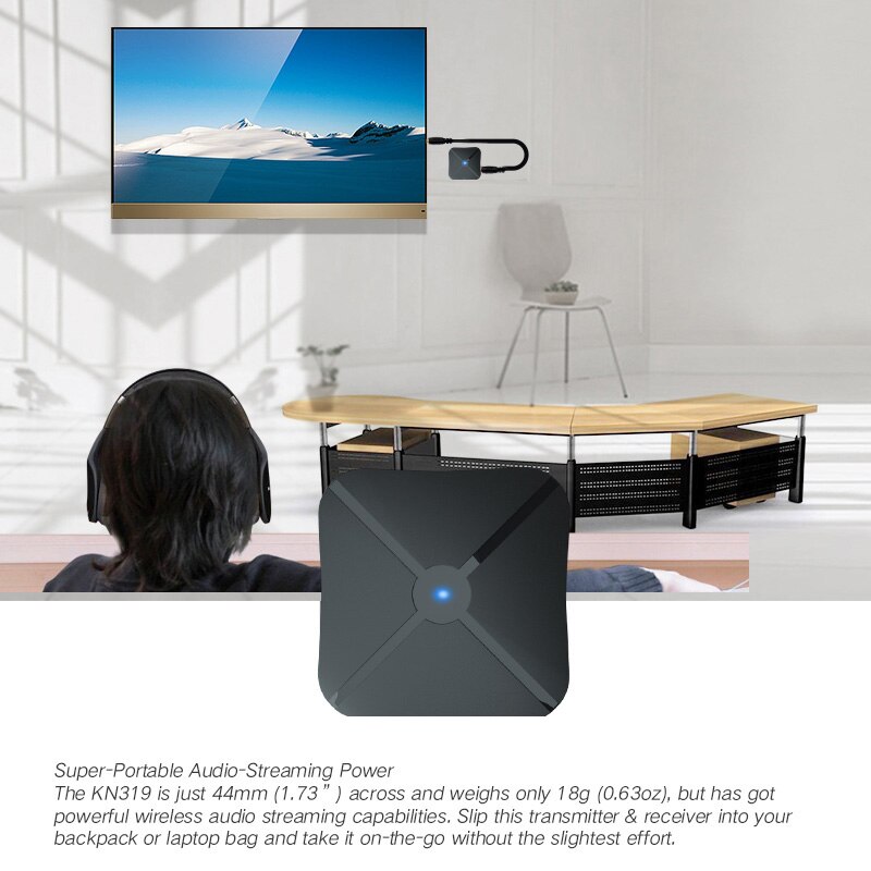 Trådløs bluetooth sender mottaker 3.5mm stereo o adapter for bil tv pc hodetelefoner