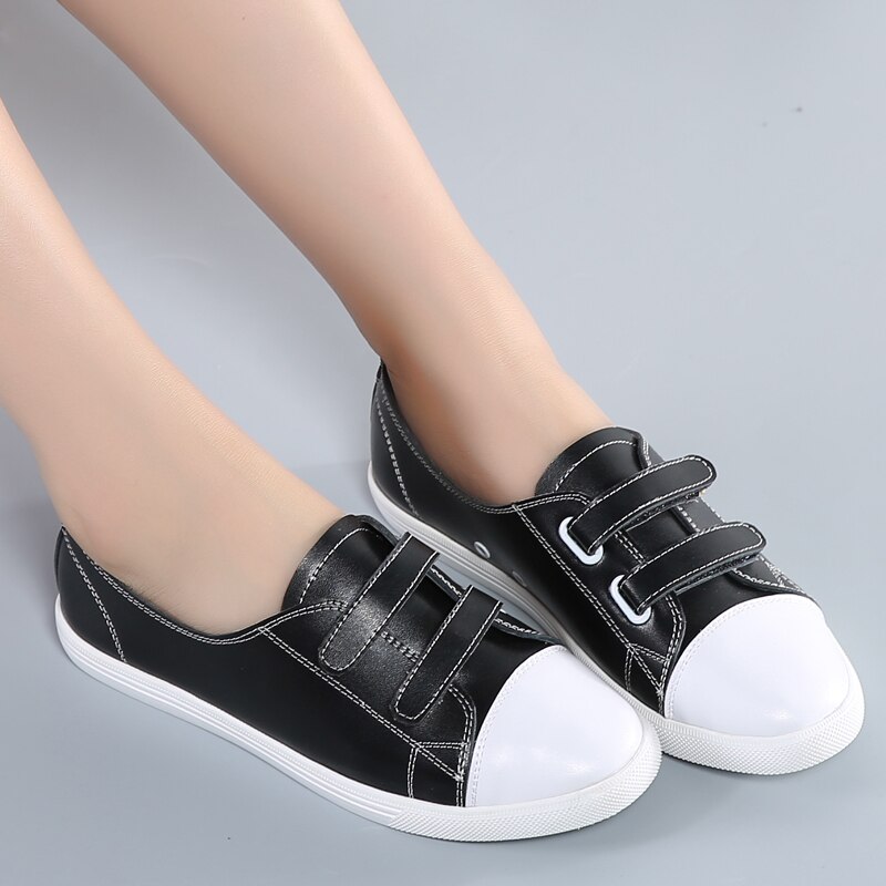 Schoenen dames damesschoenen casual hoog platform gat pu leer gestreepte eenvoudige sneakers dames casual witte schoenen