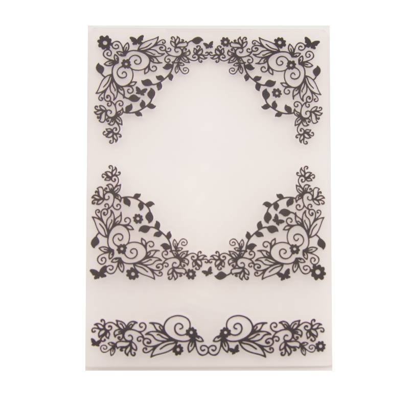 Flowers Border Plastic Embossing folders Background Template for DIY Scrapbooking Crafts Make Album Photo Card Decor: Default Title