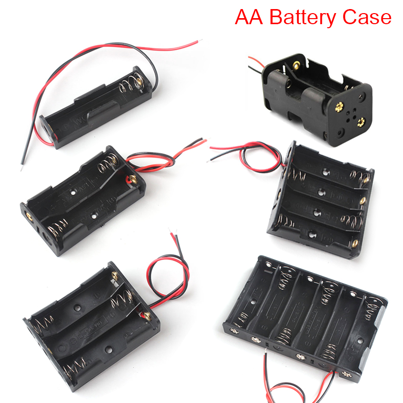 1 2 3 4 8 Slots AA Batterij Case Box AA LR6 HR6 Batterij Houder Storage Case Met Lood draad Bateria Bescherming Container