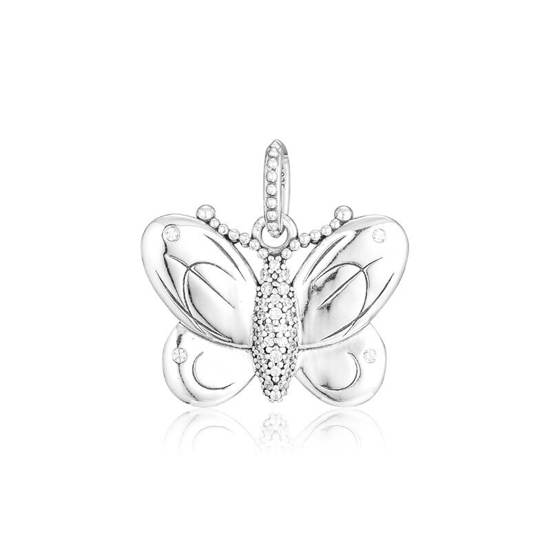 Ckk 925 sterling silver kunglig nyckel hänge berlock passar original armband halsband kvinnor gör-det-själv smycken bijoux femme: Dekorativ fjäril