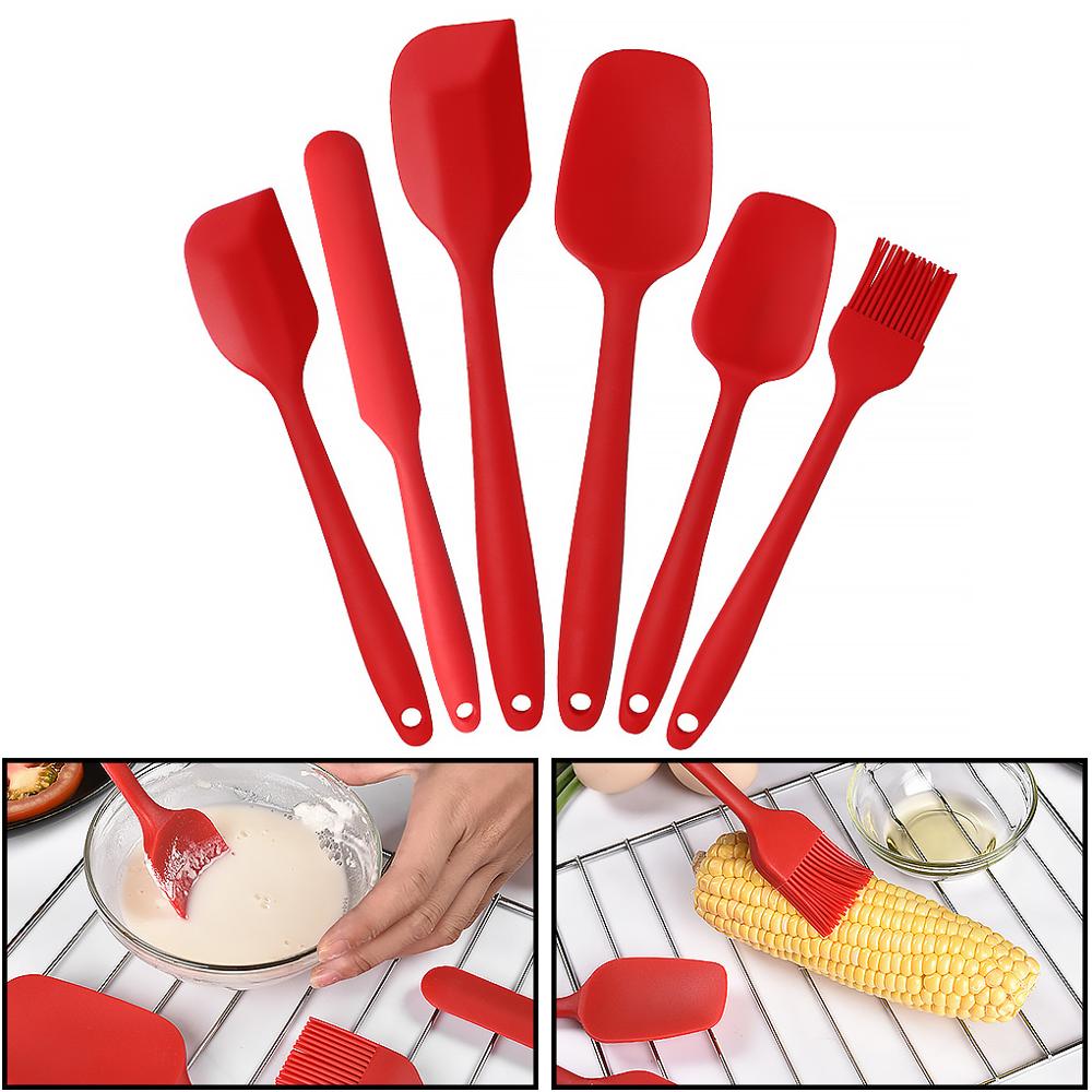 6 Stks/set Siliconen Spatels Cake Schrapers Hittebestendig Olie Borstel Non-stick Bakken Keukengereedschap Bakken Tools