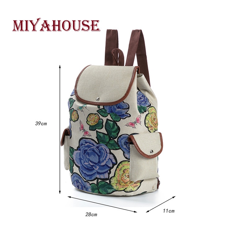 Mochila de lona con estampado Floral Retro Miyahouse para adolescentes, mochila escolar con de mariposa a rayas, mochila de viaje para niñas