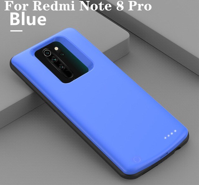 Für Xiaomi Redmi Hinweis 8 Profi Batterie fallen Schlank Stoßfest Batterie Ladegerät fallen Für Redmi Hinweis 8 Sicherung Energie Pack Ladung Abdeckung: blau For Note 8 Pro