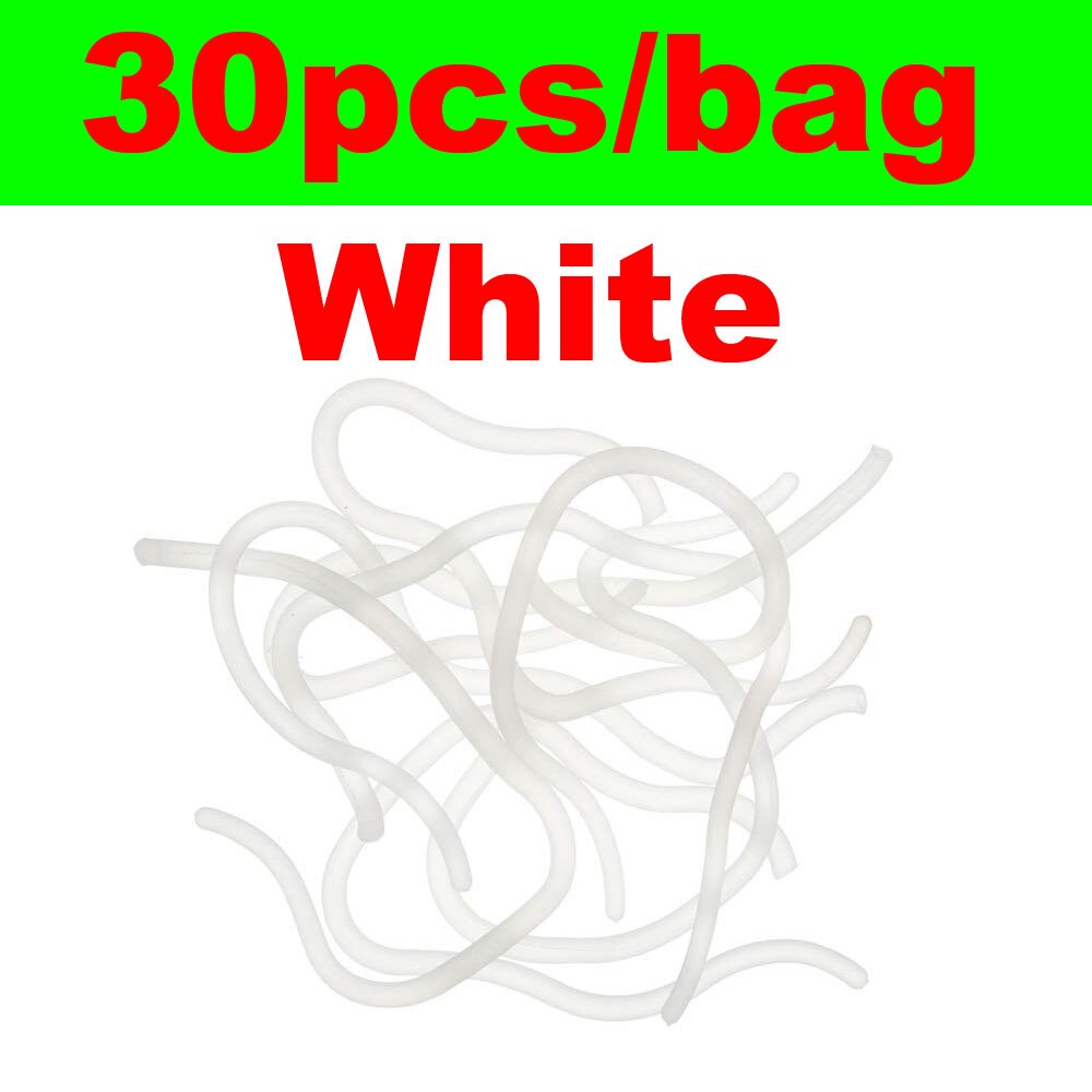 30pcs/Pack Squirmy Worms for Knitting Nymphs, Shrimps, Grubs, San Juan Worms Fly Tying Material Fishing Flies: WHITE