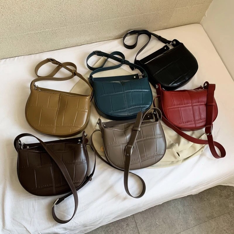 Jahrgang Stein aufbringen Kleine PU Leder Umhängetaschen Für Frauen Winter Neue Schulter Bote Tasche Damen Handtaschen Und Geldbörse