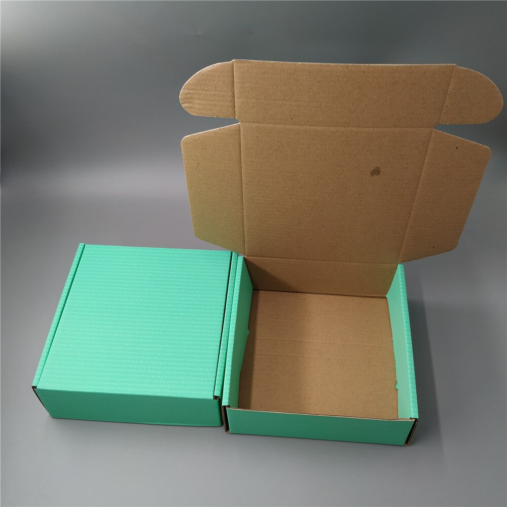 15*15*5cm 10pcs green recycled corrugated box flat square corrugated boxes for postal green packing boxes