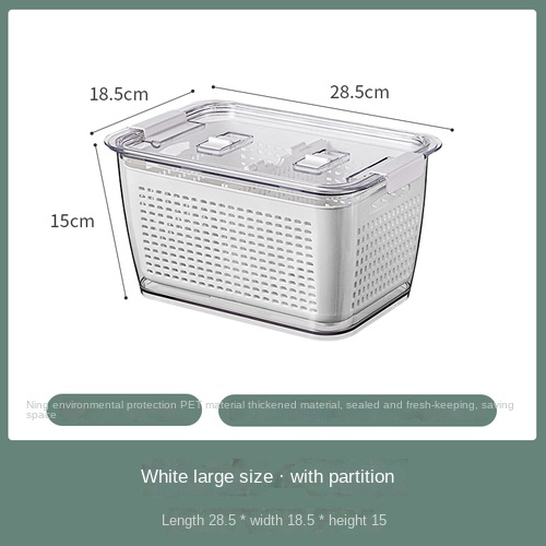 Fridge Storage Box Refrigerator Fresh Vegetable Fruit Boxes Drain Basket Storage Containers With Lid Kitchen Tools Organizer: Orange