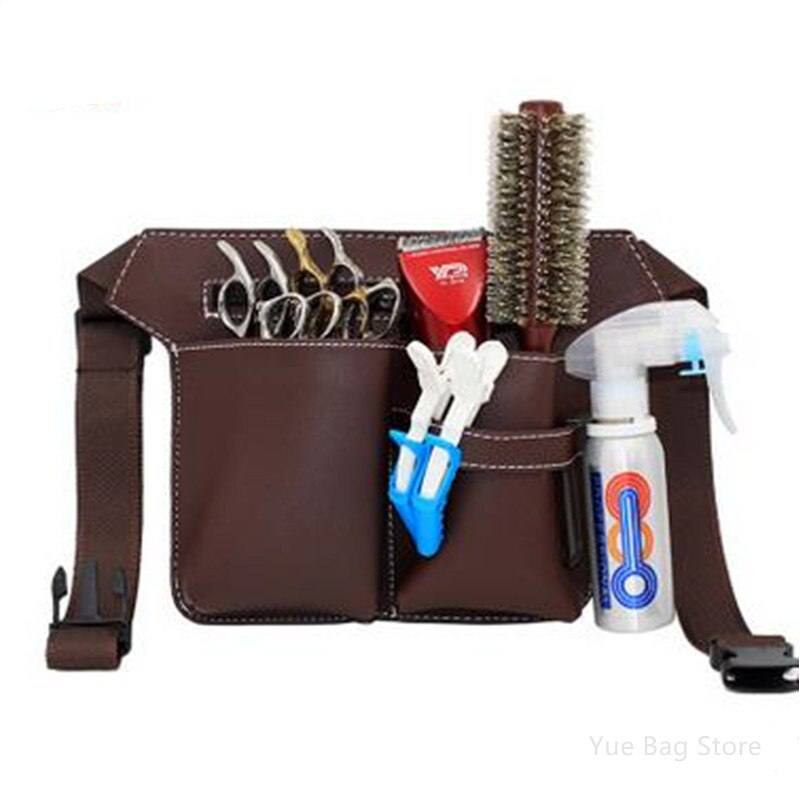 Pu læder hår saks kam taske salon barber hårnål flaske taske hårpleje styling frisør værktøj 30#: F