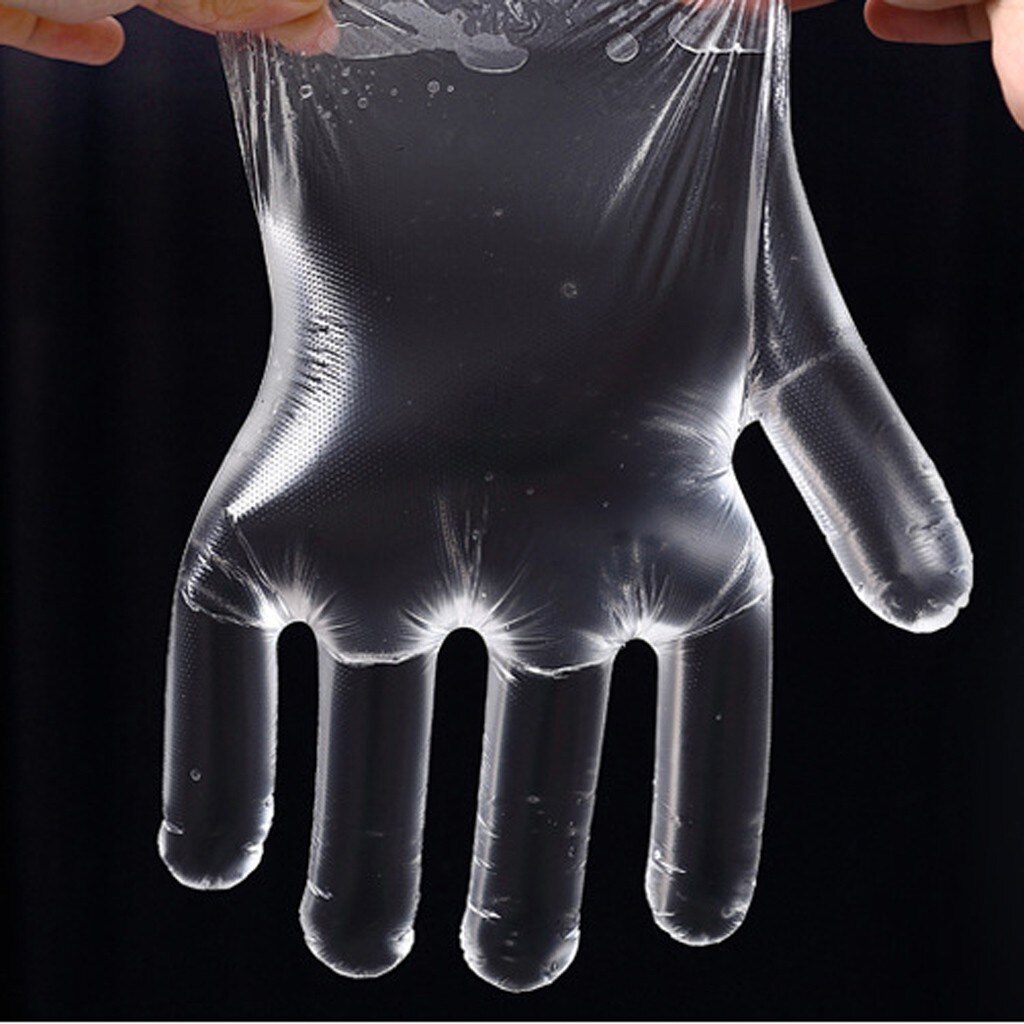 Guantes desechables 100 Uds PE guantes gruesos de plástico de grado alimenticio Catering higiene para comida casera en la cocina guantes de procesamiento #25