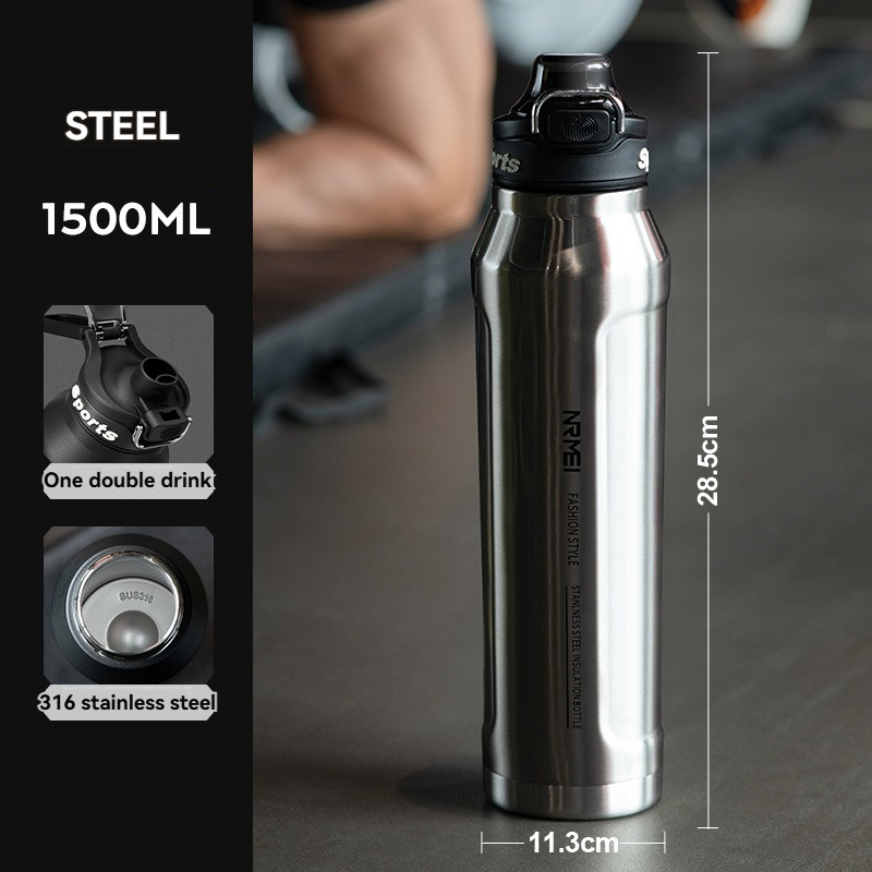 1.5L Thermos Water Bottle Stainless Steel Vacuum Flas Tumbler Coffee Cup Insulated Tea And Cold Water Bottle Thermal Drink: PURPLE