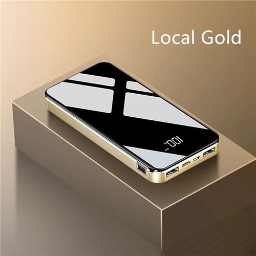 Powerbank 30000 mah, tragbares ladegerät, externer akku, schnellladefunktion mit led-digitalanzeige, schnellladefunktion für smartphones: Gold