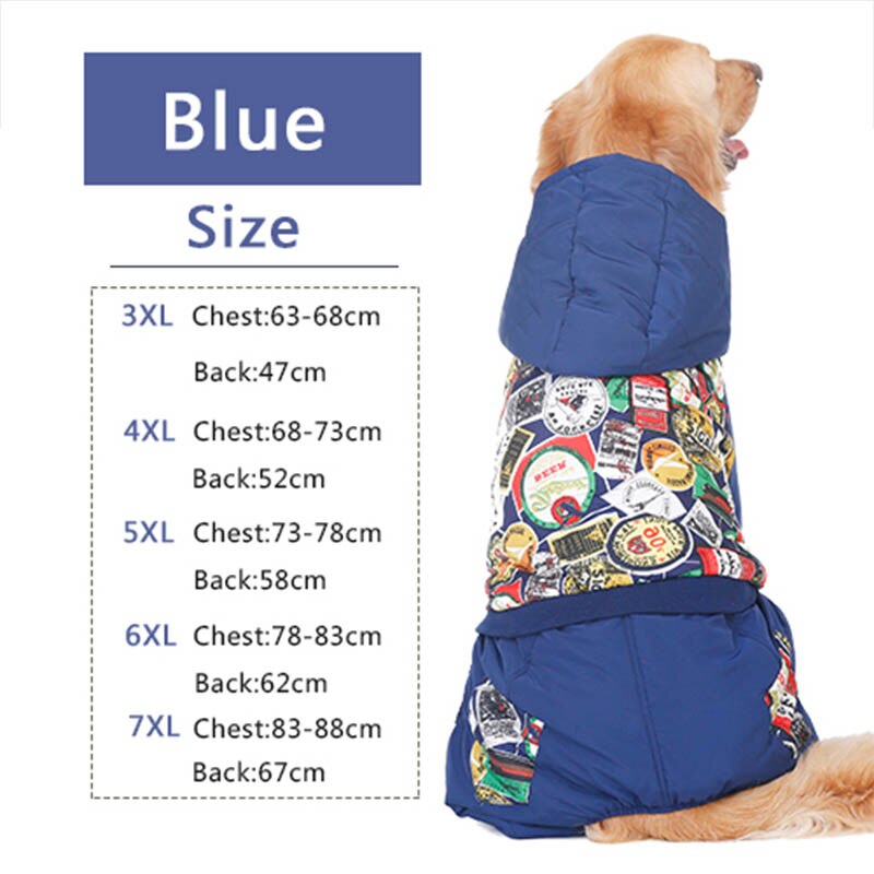 Large Pet Clothes Labrador Warm Cotton Dog Coat Autumn Dog Costume Pet Overalls for Dogs Pug Winter Coat Large Dogs Down Jacket: 4XL