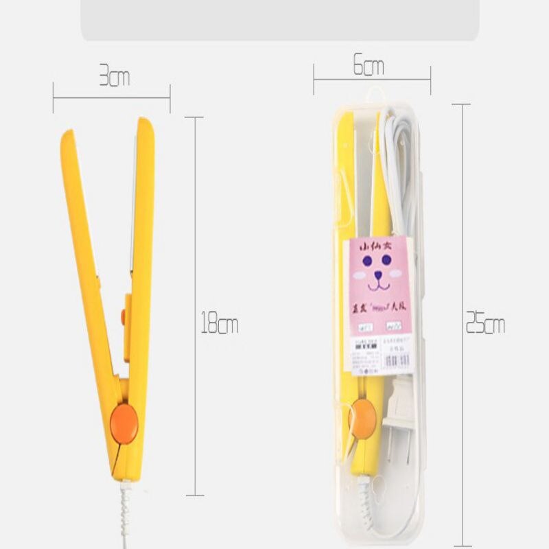 Mini 2 in 1 flatjerns rettetang og krølltang bærbart pro twist hårrettetang flattjern hårkrøll hårstylingverktøy: Gul