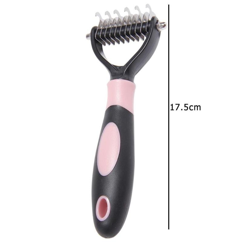 VKTECH Hair Removal Comb Pet Fur Knot Cutter Remove Rake Grooming Shedding Brush Comb Rake Dog Cat Dematting Deshedding Brush: Pink