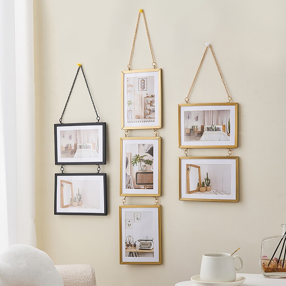Wall Photo Frame Metal Glass Portrait Hanging Picture Frames Home decor frame for living room picture frame Wall photo frames