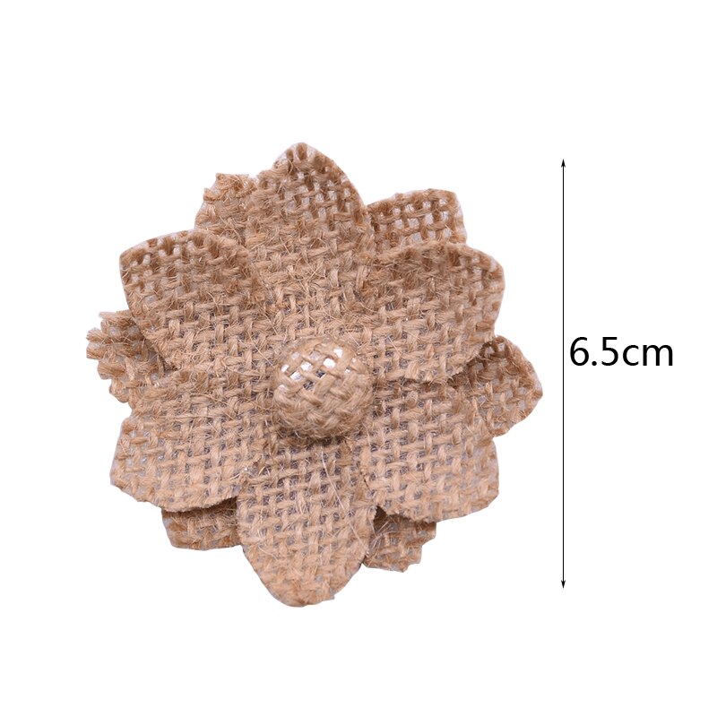 Têtes de roses artificielles en Jute, 5 pièces, fausses fleurs, Burlap, pour un mariage, un anniversaire, un mariage, un accessoire artisanal bricolage-même: B06-6.5cm-5pcs
