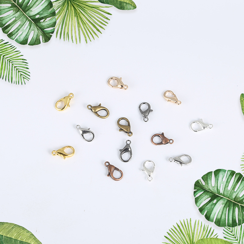 Ganchos de broche de langosta de aleación para collar y pulsera, accesorios de joyería chapados en 9 colores, 10mm/12mm/14mm/16mm/18mm/21mm, DIY