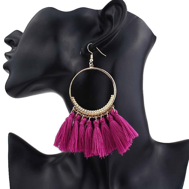 Earrings For Women Luxury Round Ball Earrings Wedding Charm Long Earringjewelry Bohemia: Purple