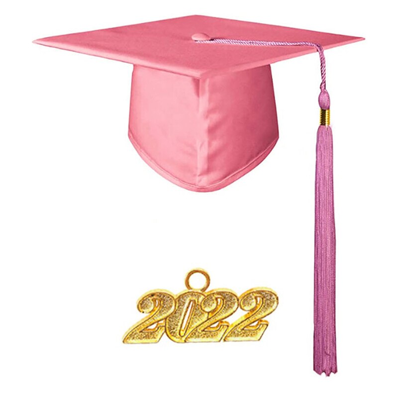 2022 Adult Bachelor Graduation Cap Unisex Decorative Polyester Adult Graduation Tassel Cap for Bachelor: pink