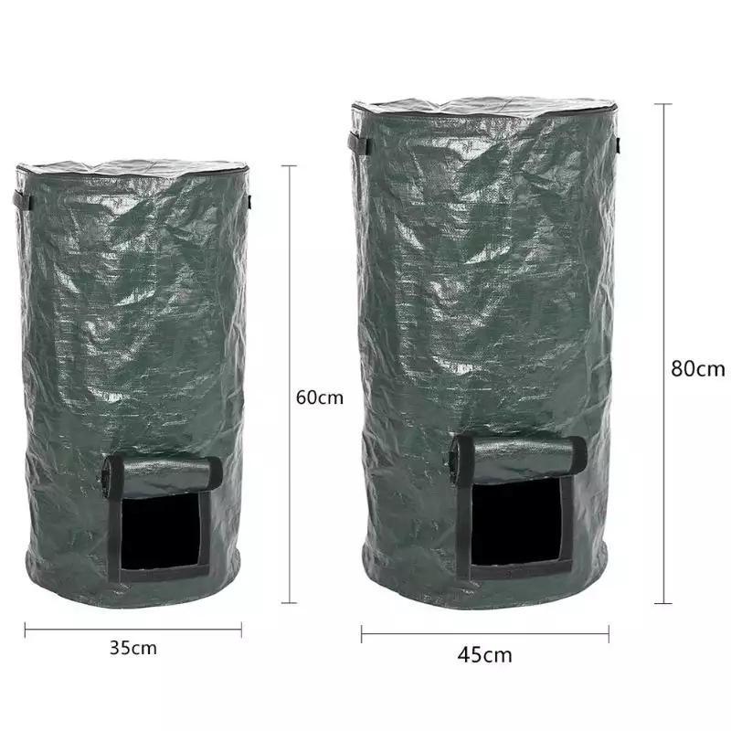 PE Collapsible Garden Yard Compost Bag with Lid Organic Ferment Waste Composter Garden Trash Can