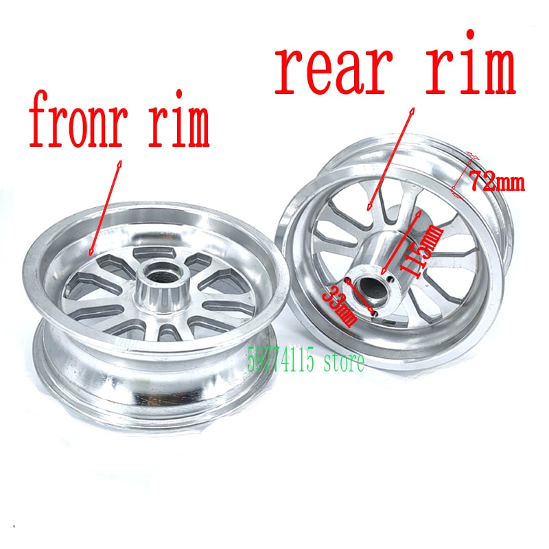 6,5 pulgadas llanta de rueda delantera 90/65-6,5/llanta para rueda trasera 110/50-6,5 sin de aluminio de cubo de rueda delantera de montaje de Scooter con eje