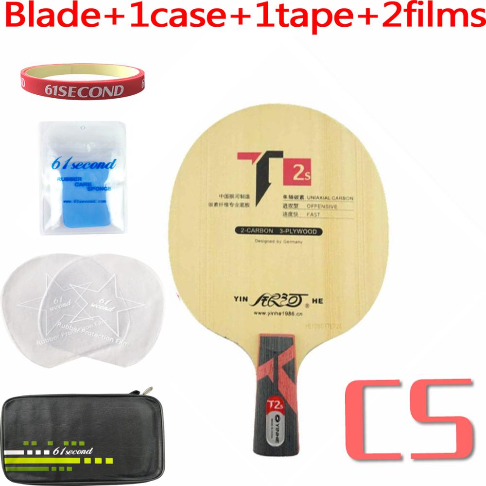 YINHE T2S Tafeltennis Blade (T-2S, 3 + 2 Hinoki Carbon, PRIMORAC CARBON Structuur) t2 Racket Ping Pong Bat Peddel Peddel: CS with F 1 case