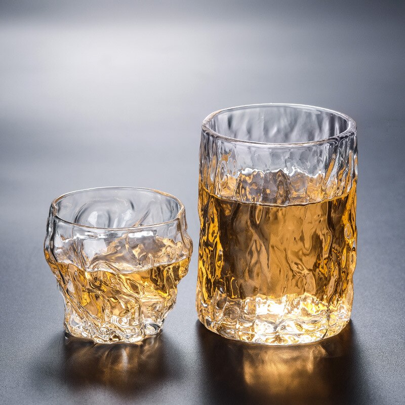 2pc Sets 120/260ml Whiskey Glass Cocktail Glass Lemon Cup Heat Resistant Patterned Glass Water Cup Juice Cup Beer Mug Round