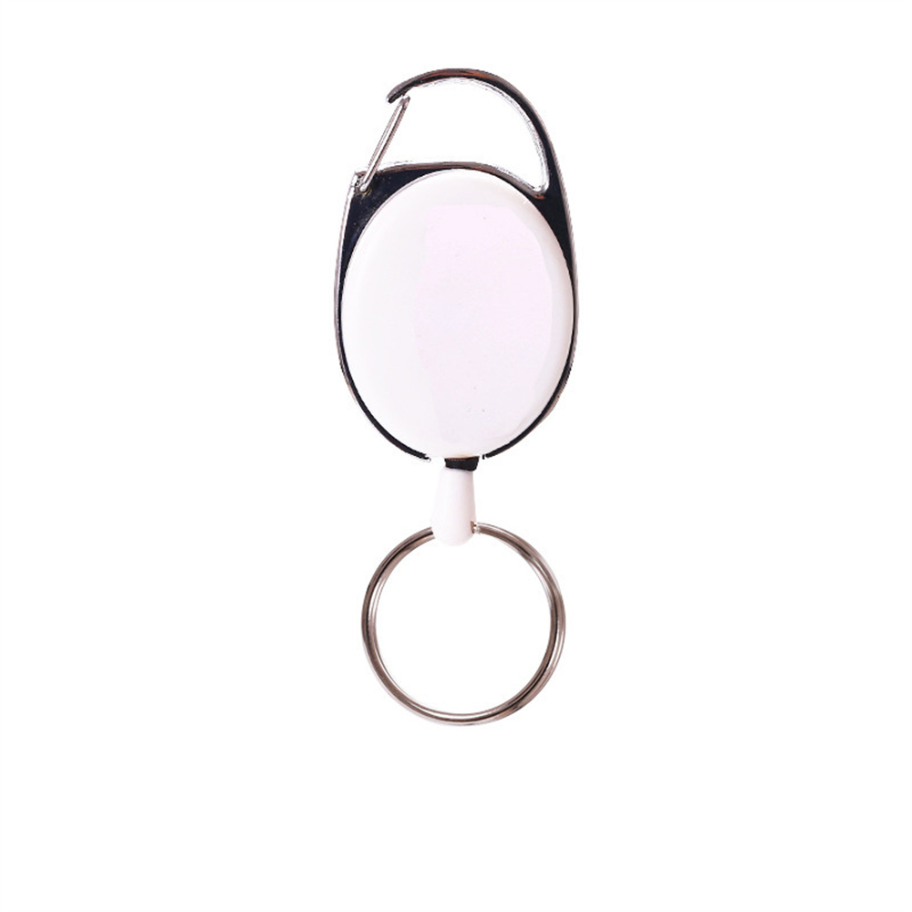 LLavero retráctil negro, llavero con insignia de identificación antipérdida con cuerda de alambre de acero elástica, accesorios para mochila, herramienta para exteriores: Púrpura