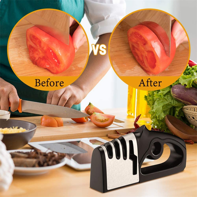 4 In 1 Knife Sharpener Vegetable Cutter Shears Kitchen Accessories Diamond Quick Sharpening Tool Grinding Machine Kitchen Tools