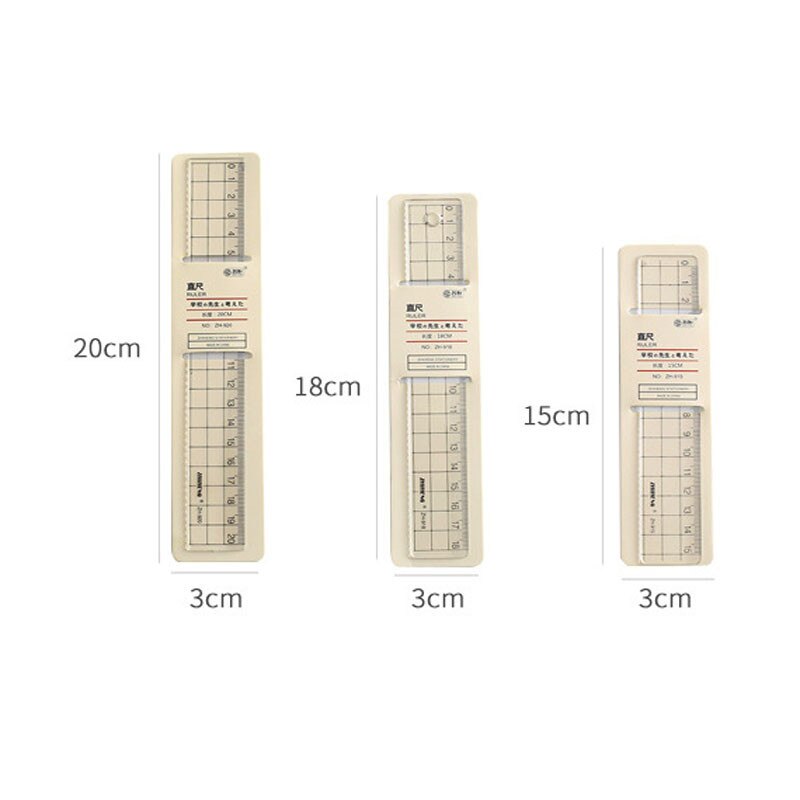 Grid Ruler 3 Sizes Transparent Acrylic Ruler with Precise and Visible Grid and Angle Lines for School Office Supplies: 20 cm