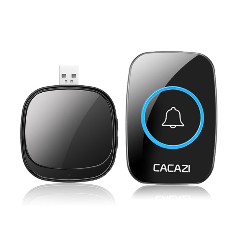CACAZI Wireless Doorbell USB Plug Receiver 150M Remote Battery Call Ring 1 2 3 Button 1 2 3 Receiver Door Bell A01 Black: 1x1 Black