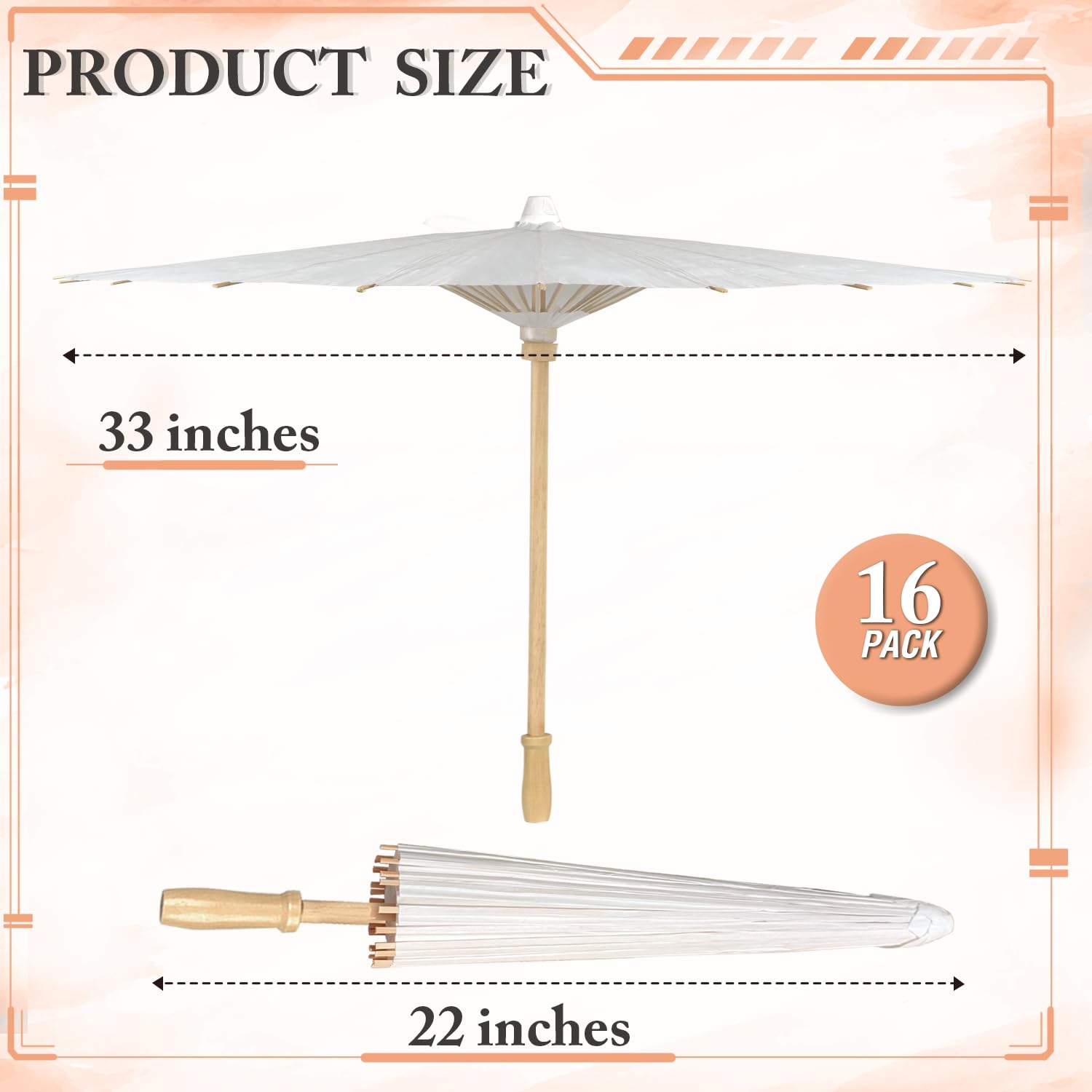 60/84cm Wedding Paper Umbrellas Chinese Wooden handle White DIY Rustic Photography Props for Baby Shower Party Wedding