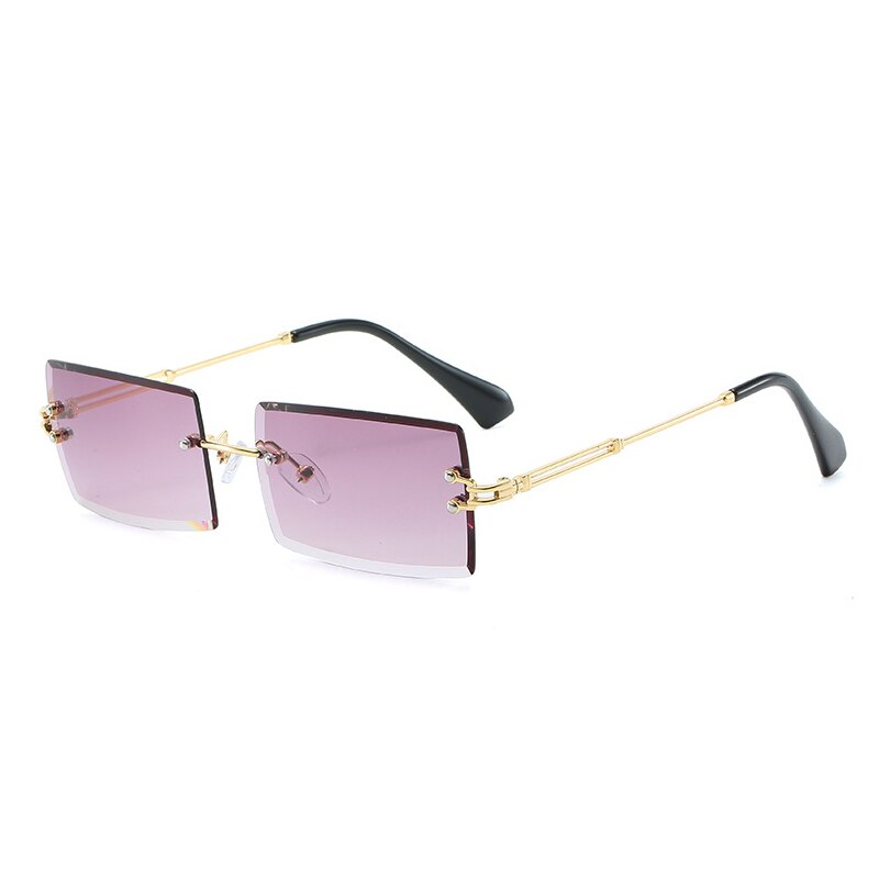 Oec cpo populære rammeløse rektangel solbriller kvinder mænd nuancer legeringsbriller  uv400 o264: Guldgrå