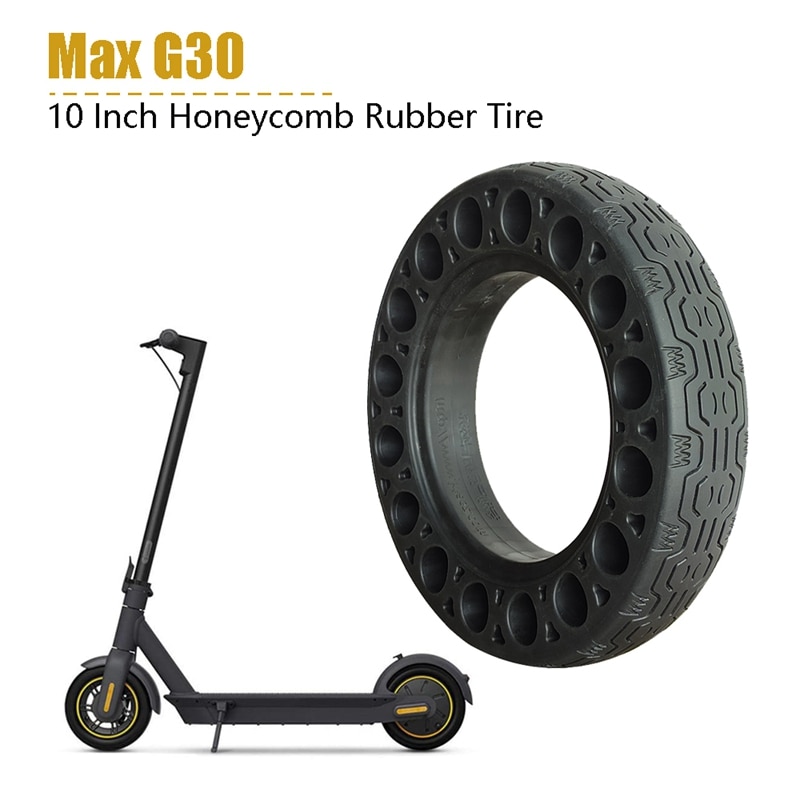 Pneus solides en caoutchouc 10 pouces pour Scooter électrique Ninebot Max G30, pneus noirs à structure en nid d'abeille avec amortisseur de chocs: Default Title
