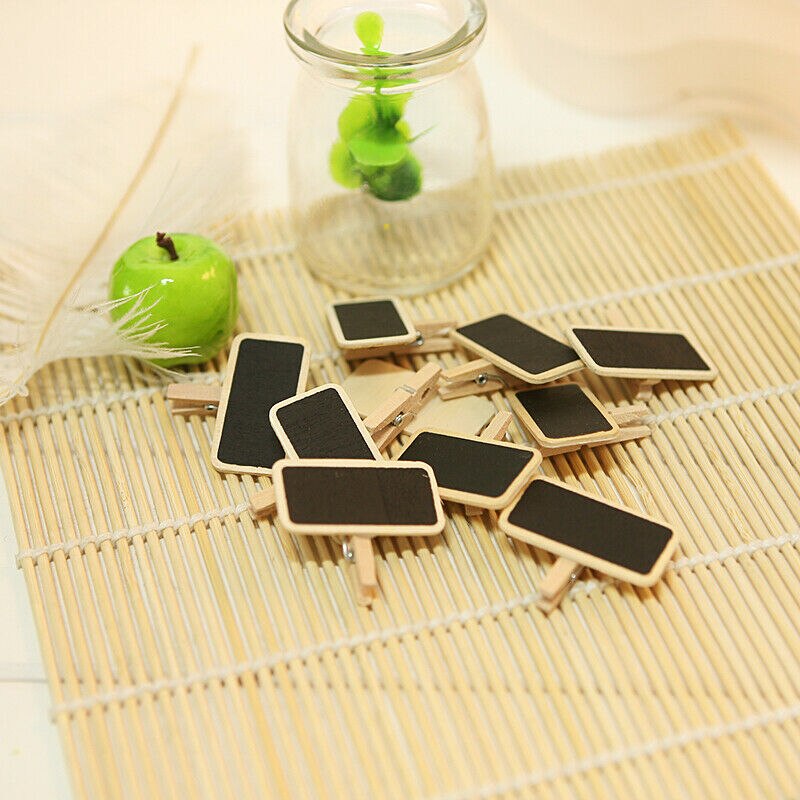 Mini Wooden Blackboard Memo Sign Message Small Note Stand Clip for Food Labels Party LFX-ING