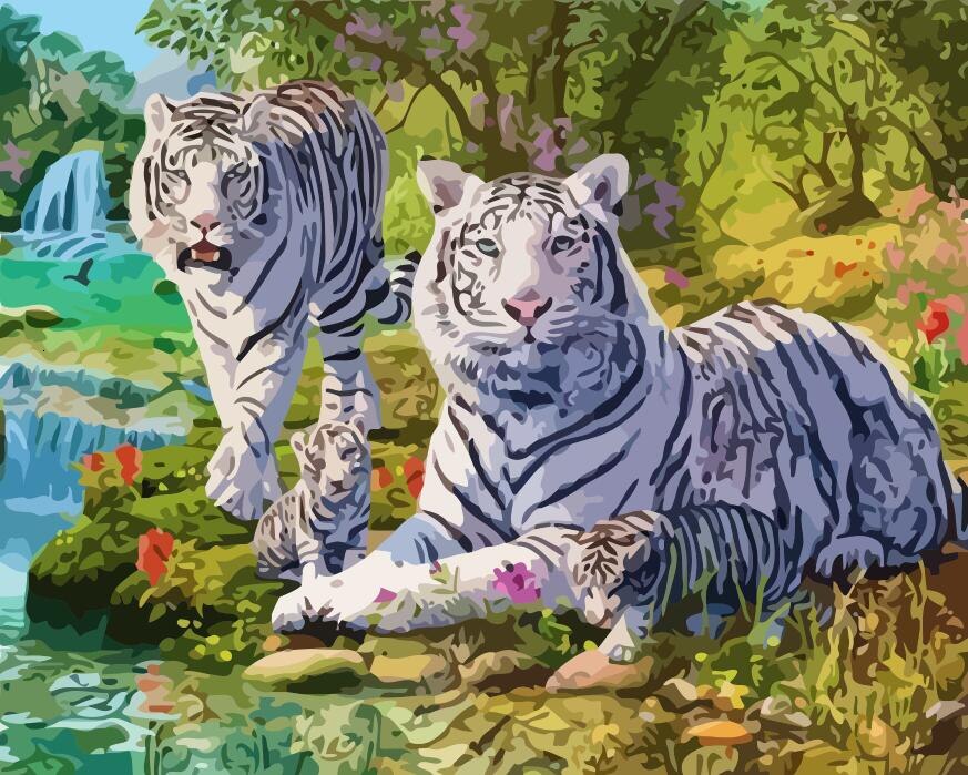 Huacan maleri etter tall tiger dyr håndmalte sett tegning lerret bilder hjemmedekorasjon gjør-det-selv: Szhc 1504
