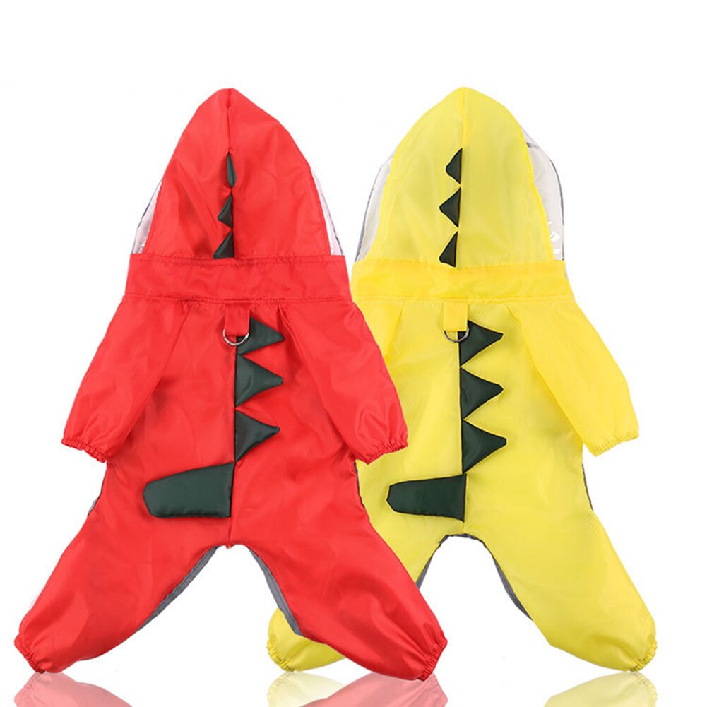 Haustier Hunde Katze Regenmantel Dinosaurier Jacke Regenbekleidung Wasserdicht 4-Beine Mit Kapuze Mantel Mit Kapuze Tasten Wasserdichte Polyester Regenmantel
