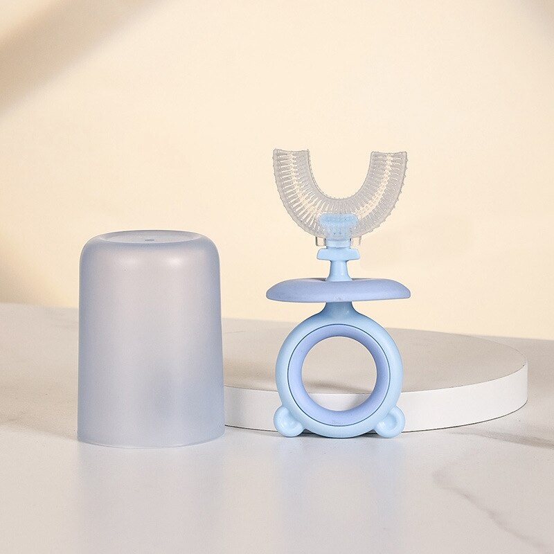 Spazzolino da denti a forma di U per bambini spazzolino da allenamento manuale per bambini spazzolatura a 360 gradi strumenti per la pulizia orale con coperchio antipolvere per 2-12 anni: S4-S
