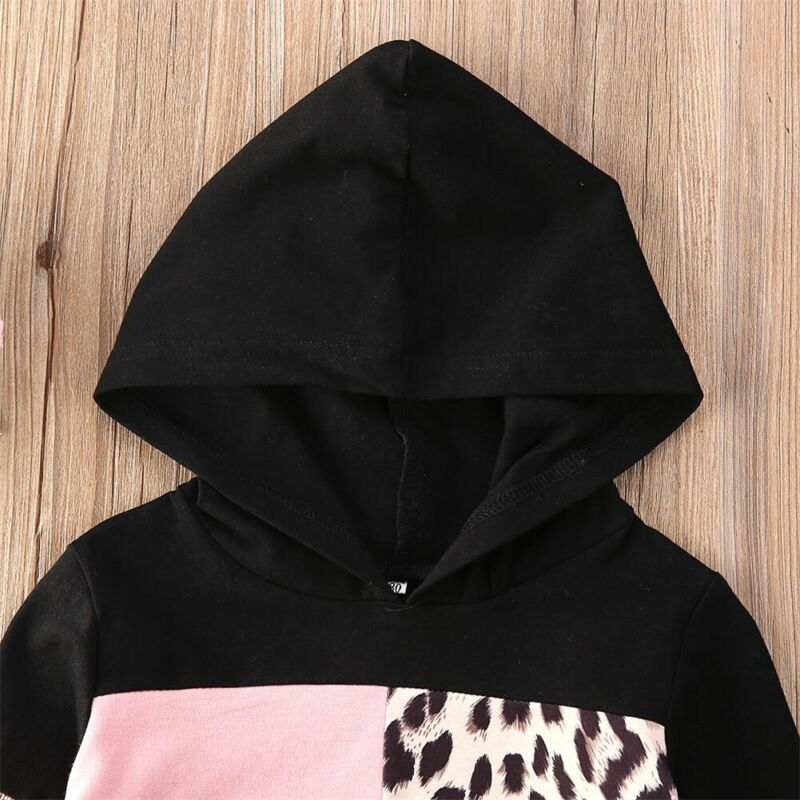 CANIS-Sudadera con capucha de manga larga para niños pequeños, Top de retales con capucha, sudaderas con capucha con estampado de leopardo, camisa