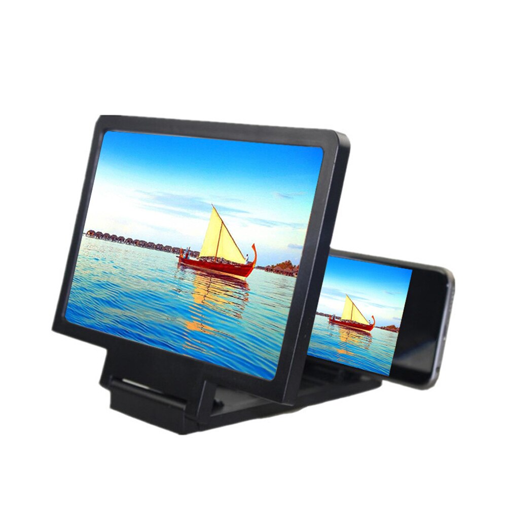 3D Telefoon Screen Video Vergrootglas Stereoscopische Amplifying Desktop Opvouwbare Beugel Mobiele Telefoon Tablet Houder Glas Eye Protector: Black