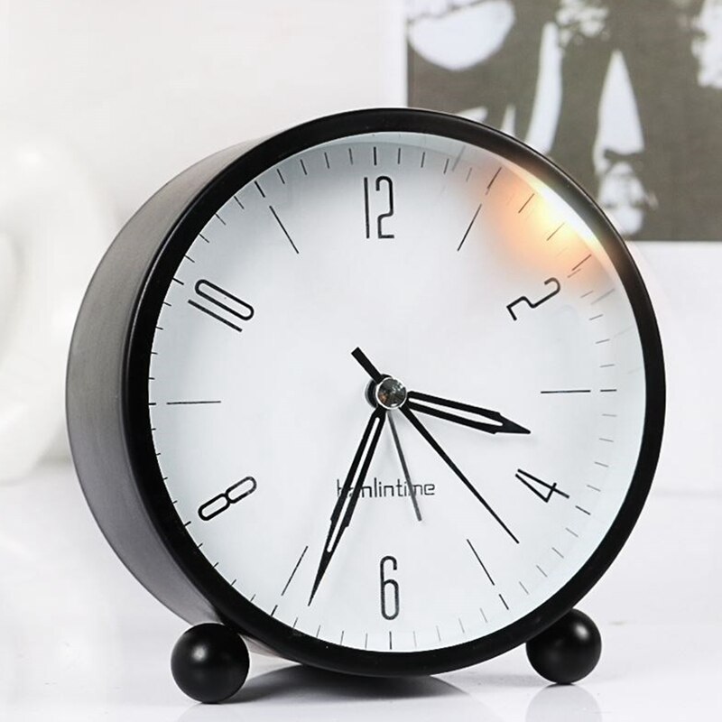 Analog Alarm Clock, 4 Inch Super Silent Non Ticking Small Clock with Night Light, Battery Operated, Simply