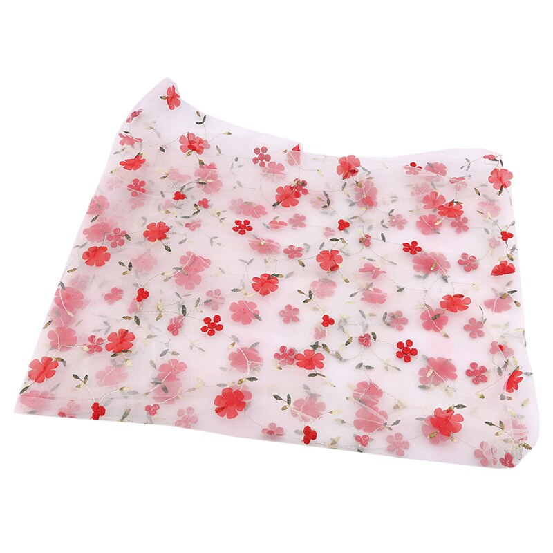 Chiffon Flower Embroidery Fabric 3D Flower Embroidery Tulle Lace Fabric DIY Skirt Clothing Sewing Fabric