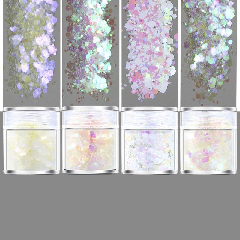 4 Kleur Regenboog Wit Glitters Sequains Hars Pigment Kit Nail Art Sieraden Maken E56C: B