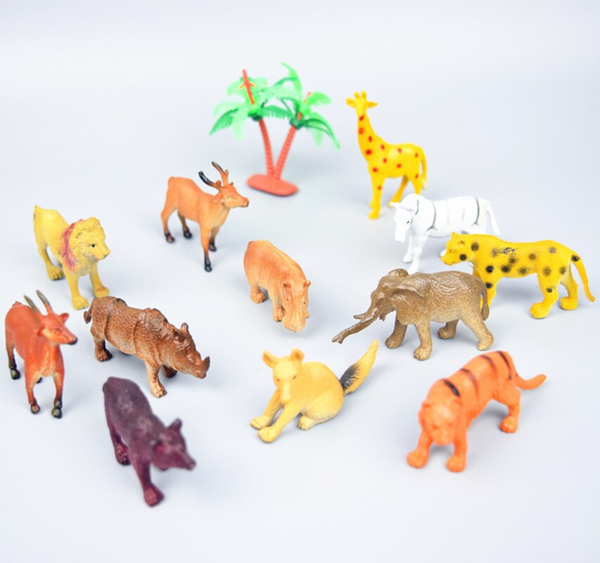 12 Pcs Animal Dinosaurus Model Ornamenten Wilde Bos Simulatie Dier Scène Accessoires Kinderspeelgoed