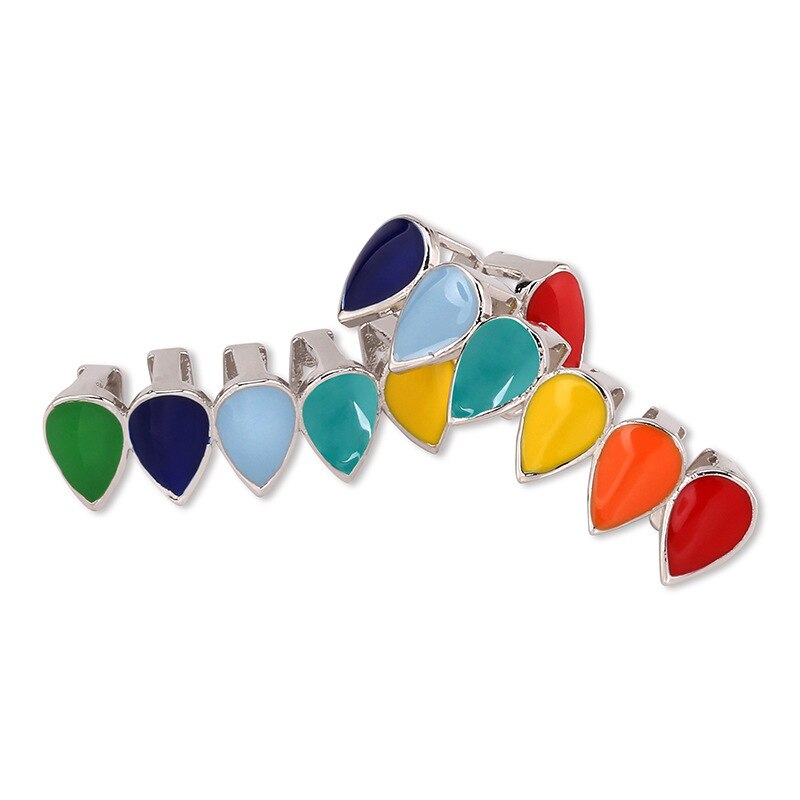Hip Hop Rainbow Colorful Fangs Teeth Grills Set Top&amp;Bottom Gold Silver Color Teeth Braces Dental Halloween Vampire Teeth