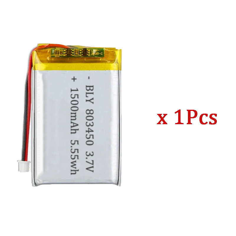 3.7V 1500mAh 803450 Batería de iones de litio de la batería de litio del polímero para la capacidad real del banco de energía GPS 100%: Azul cielo